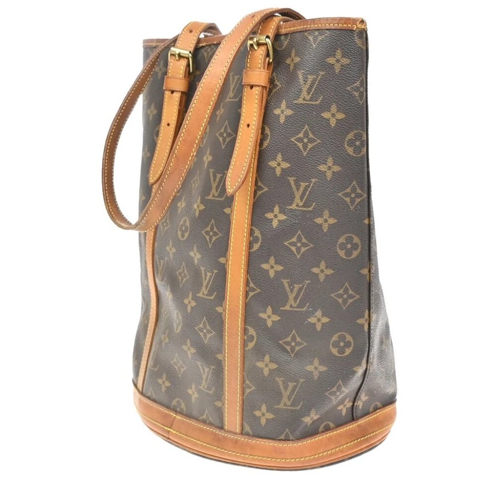 LOUIS VUITTON BUCKET GM Shoulder Tote Bag Monogram Leather Brown - Picture 11 of 13
